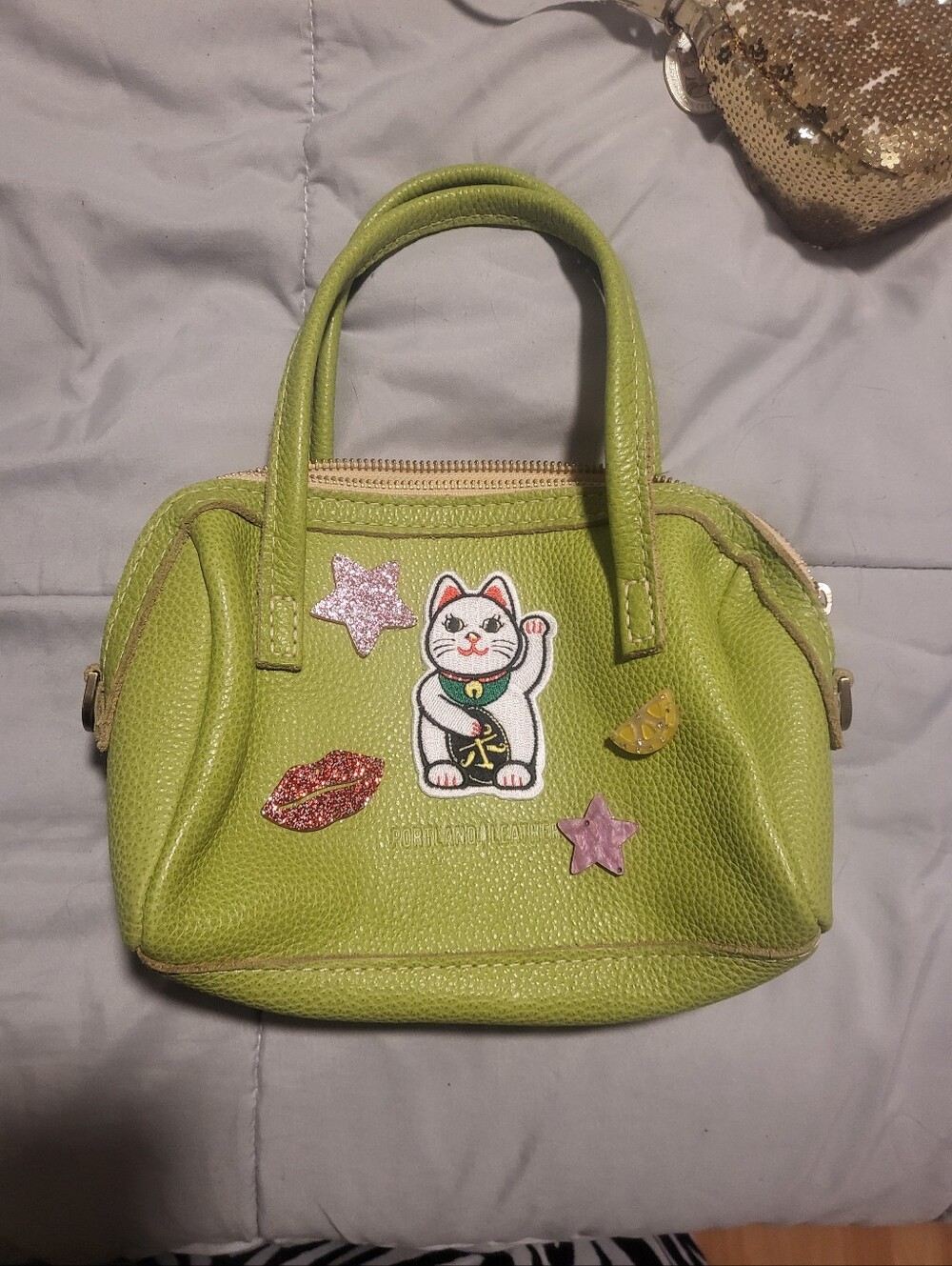 Green Maneki Neko Patch Satchel - Women Bags